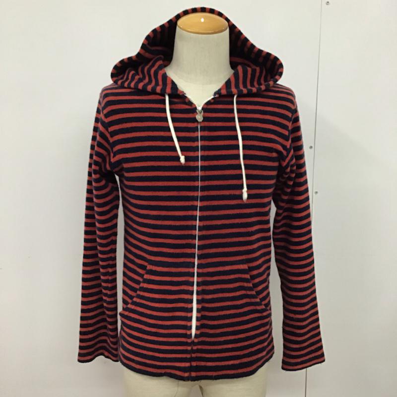スタンダード カリフォルニア STANDARD CALIFORNIA パーカー 長袖 ジップアップ S ボーダー柄 紺 / ネイビー / X 赤 / レッド / メンズ USED 古着 中古 10072376