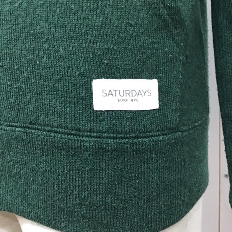 サタデーズサーフニューヨークシティー SATURDAYS SURF NYC パーカー 長袖 ジップアップ コットンウール XS 無地 緑 / グリーン / メンズ USED 古着 中古 10072378
