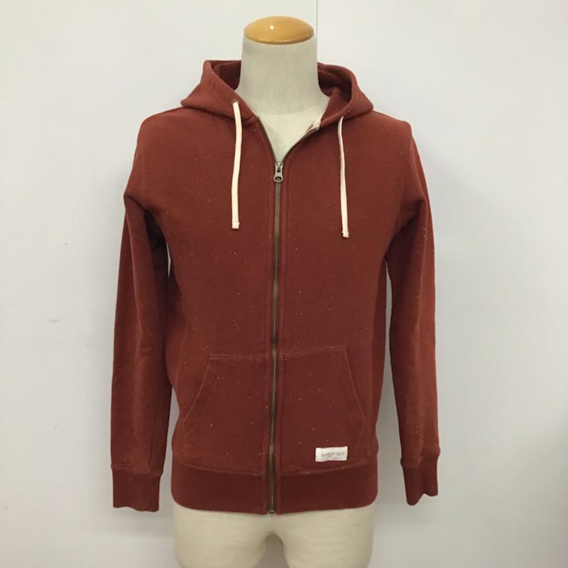 サタデーズサーフニューヨークシティー SATURDAYS SURF NYC パーカー 長袖 ジップアップ XS ワンポイント 茶 / ブラウン / メンズ USED 古着 中古 10072380