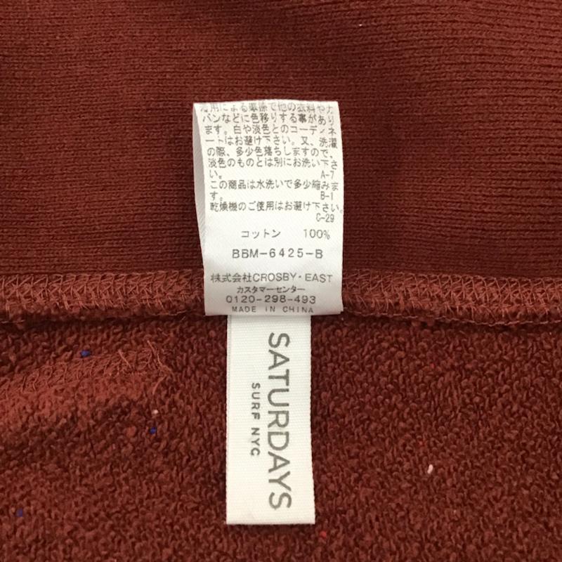 サタデーズサーフニューヨークシティー SATURDAYS SURF NYC パーカー 長袖 ジップアップ XS ワンポイント 茶 / ブラウン / メンズ USED 古着 中古 10072380