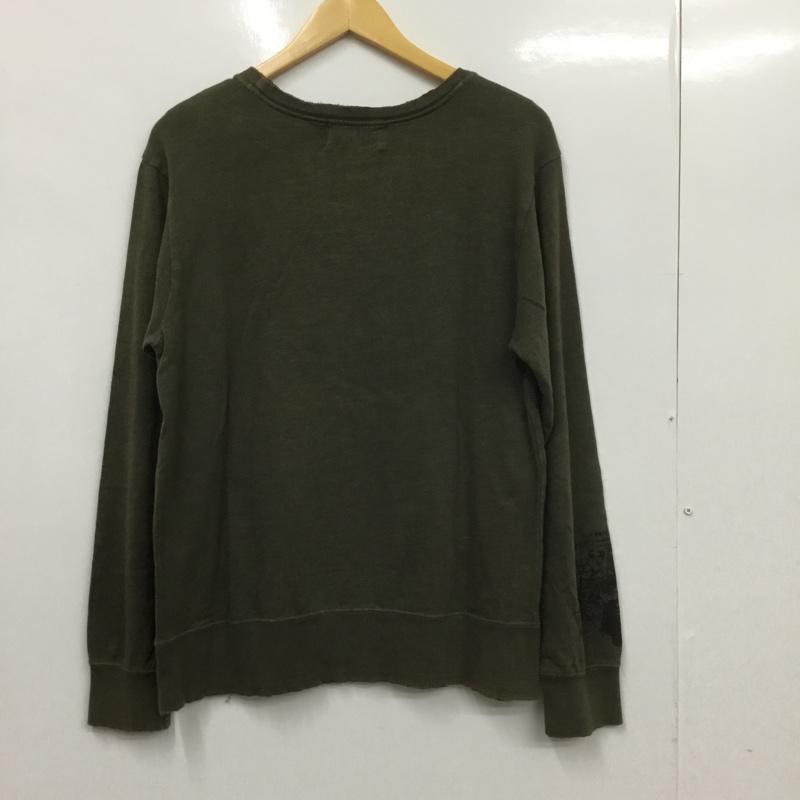 ビームス BEAMS カットソー 長袖 4213-0103-856 イラスト M カーキ / カーキ / メンズ USED 古着 中古 10072422