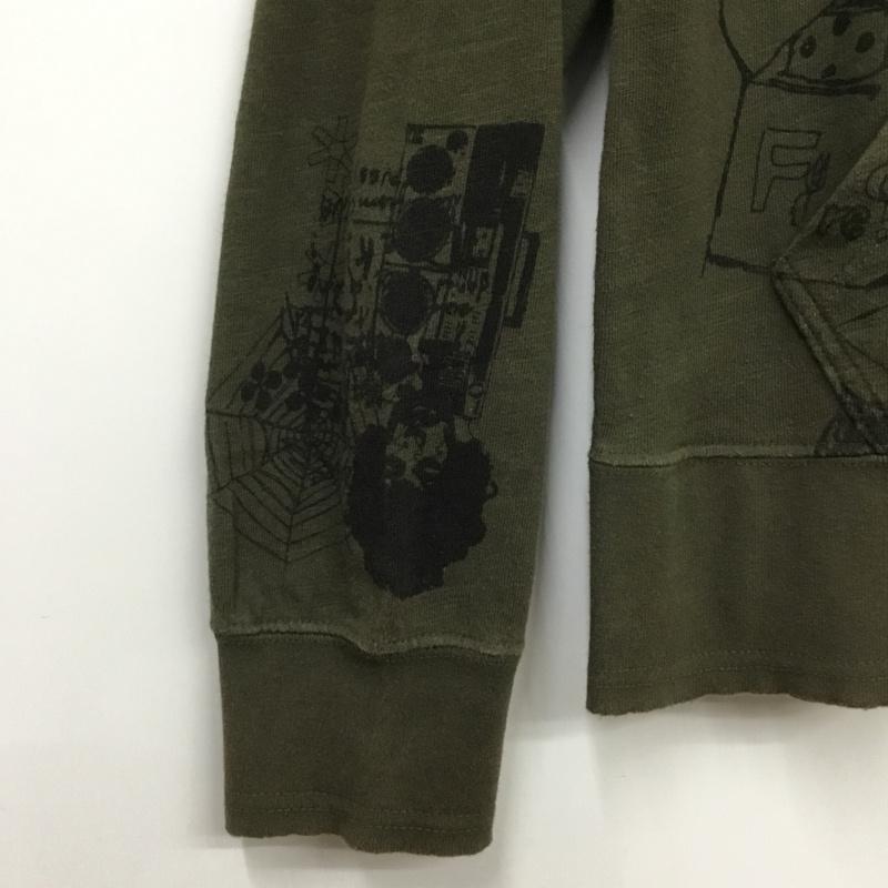 ビームス BEAMS カットソー 長袖 4213-0103-856 イラスト M カーキ / カーキ / メンズ USED 古着 中古 10072422
