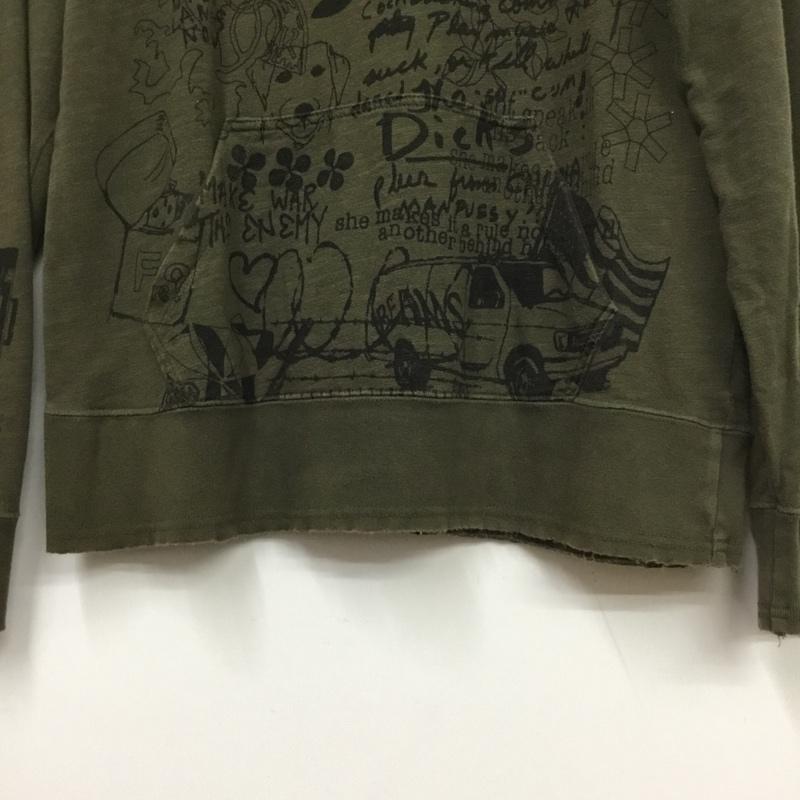 ビームス BEAMS カットソー 長袖 4213-0103-856 イラスト M カーキ / カーキ / メンズ USED 古着 中古 10072422