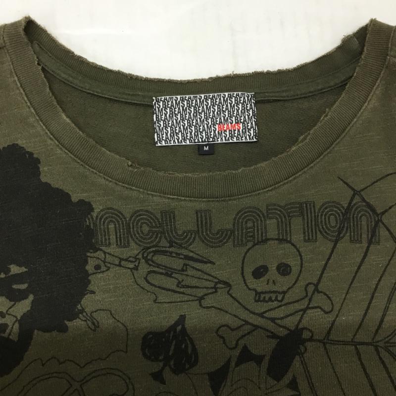 ビームス BEAMS カットソー 長袖 4213-0103-856 イラスト M カーキ / カーキ / メンズ USED 古着 中古 10072422