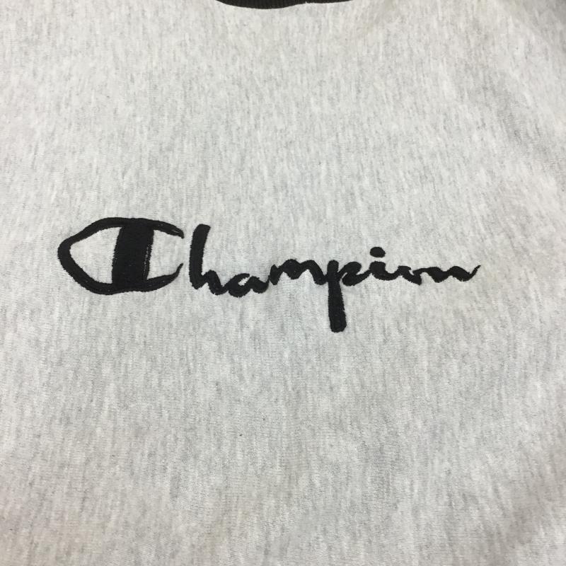 チャンピオン Champion トレーナー 長袖 90s REVERSE WEAVE リブライン 黒×グレー アメリカ製 L ロゴ、文字 灰 / グレー / メンズ USED 古着 中古 10072475