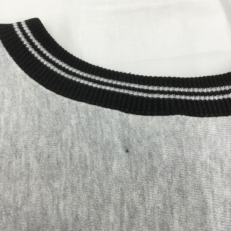 チャンピオン Champion トレーナー 長袖 90s REVERSE WEAVE リブライン 黒×グレー アメリカ製 L ロゴ、文字 灰 / グレー / メンズ USED 古着 中古 10072475