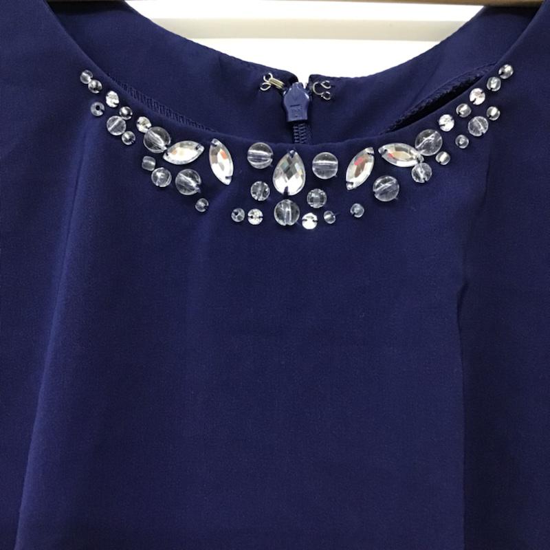 セシルマクビー CECIL McBEE ワンピース・ドレス・オールインワン ワンピース・ドレス・オールインワン 16AP09 バックファスナー ビシュー M 無地 紺 / ネイビー / レディース USED 古着 中古 10072537
