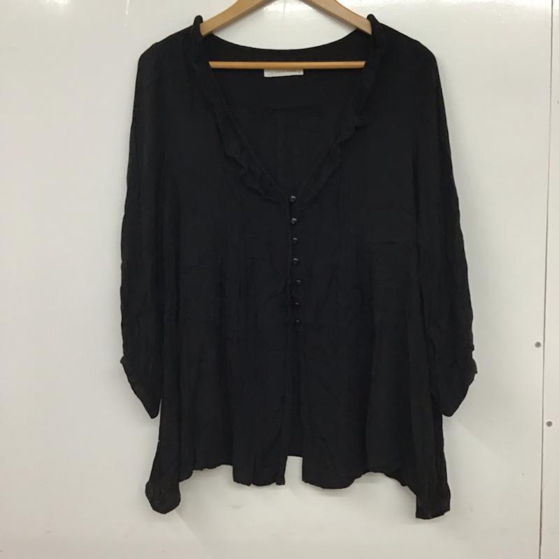 ローリーズファーム LOWRYS FARM シャツ、ブラウス 長袖 LF060033MN Vネック M 無地 黒 / ブラック / レディース USED 古着 中古 10072613