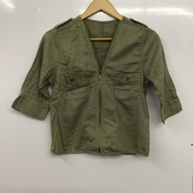 レトロガール RETRO GIRL ジャケット、上着 ジャケット、ブレザー REBZR0539-2 ミリタリー 5分袖 ノーカラー M 無地 カーキ / カーキ / レディース USED 古着 中古 10072619