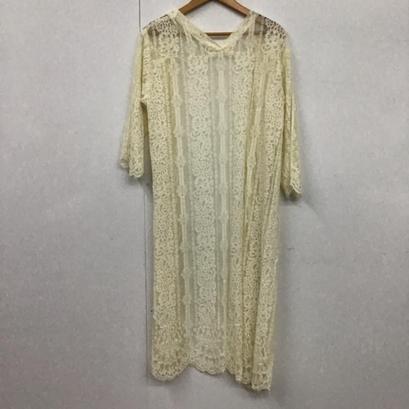 ローリーズファーム LOWRYS FARM カーディガン 長袖 LF617012MC ロング ガウン 総レース M レース柄 アイボリー / アイボリー / レディース USED 古着 中古 10072634