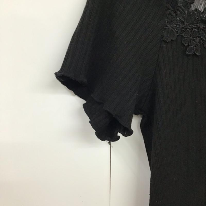 イング INGNI カットソー 半袖 181-152948 ヨークシアーリブクルーネックトップス M レース柄 黒 / ブラック / レディース USED 古着 中古 10072758