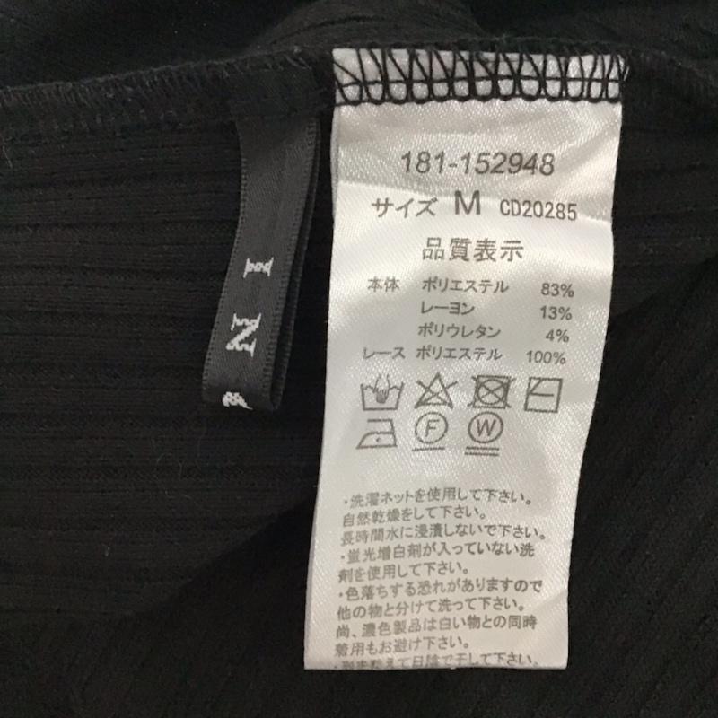 イング INGNI カットソー 半袖 181-152948 ヨークシアーリブクルーネックトップス M レース柄 黒 / ブラック / レディース USED 古着 中古 10072758