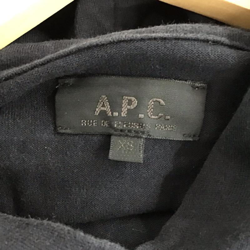 アーペーセー A.P.C. パーカー 長袖 ロング丈 スウェット ロゴ フロッキー XS プリント 黒 / ブラック / レディース USED 古着 中古 10072785