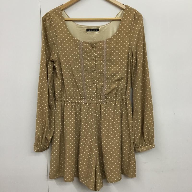 イング INGNI ワンピース・ドレス・オールインワン ワンピース・ドレス・オールインワン 121-520333 オールインワン ショートパンツ 長袖 M ドット ベージュ / ベージュ / X 白 / ホワイト / レディース USED 古着 中古 10072920