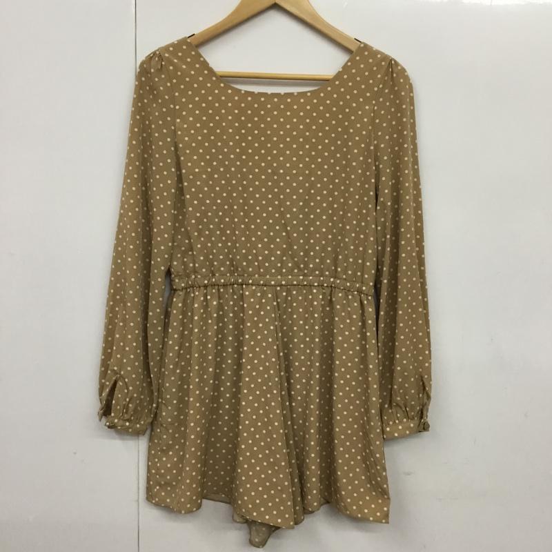 イング INGNI ワンピース・ドレス・オールインワン ワンピース・ドレス・オールインワン 121-520333 オールインワン ショートパンツ 長袖 M ドット ベージュ / ベージュ / X 白 / ホワイト / レディース USED 古着 中古 10072920