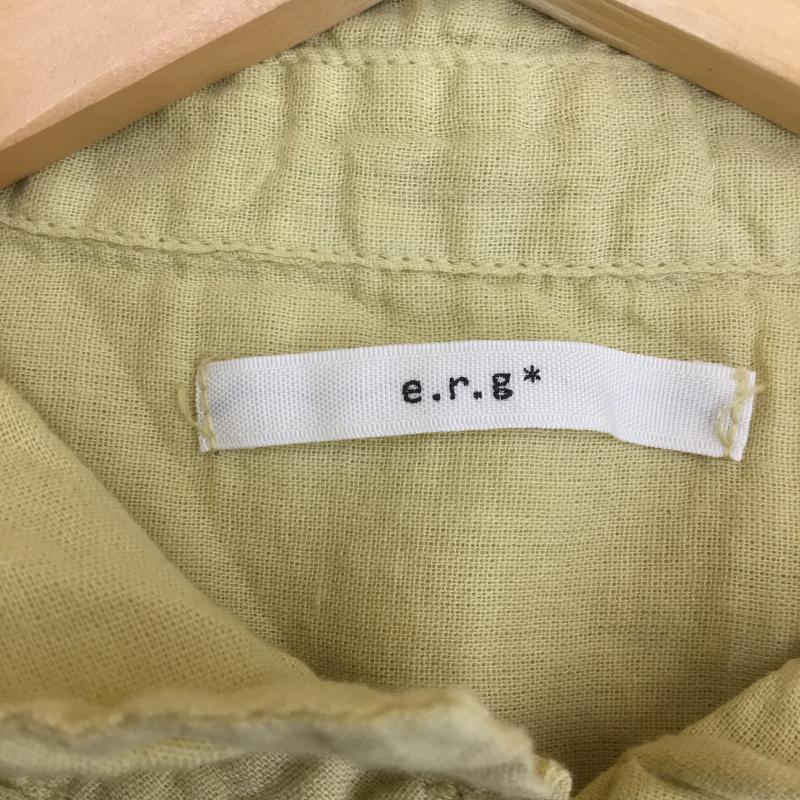 イーアールジー e.r.g* シャツ、ブラウス 七分袖 後染め ガーゼ生地 M 無地 黄 / イエロー / レディース USED 古着 中古 10073038