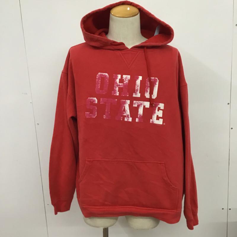 古着 USED パーカー 長袖 プルオーバー フーディー スウェット 裏起毛 L プリント 赤 / レッド / メンズ USED 古着 中古 10073104