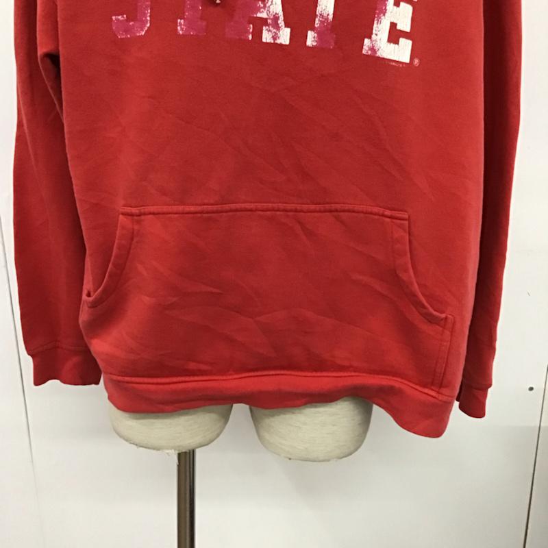 古着 USED パーカー 長袖 プルオーバー フーディー スウェット 裏起毛 L プリント 赤 / レッド / メンズ USED 古着 中古 10073104
