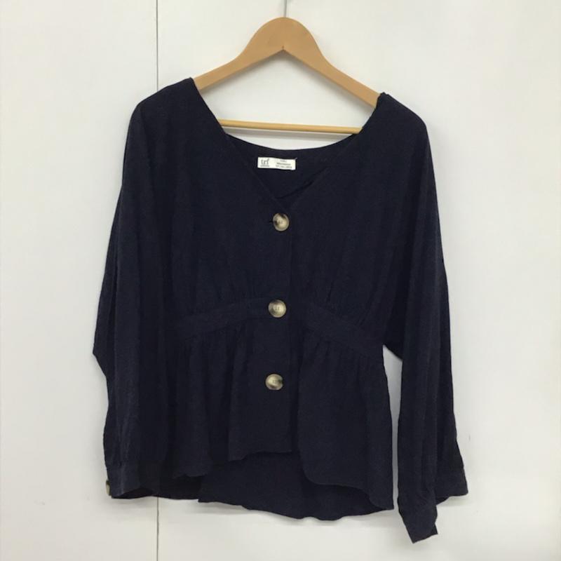 ザラティーアールエフ ZARA TRF シャツ、ブラウス 長袖 L 無地 紺 / ネイビー / レディース USED 古着 中古 10073113