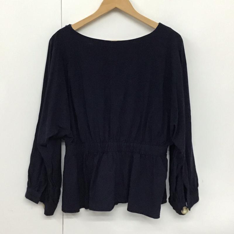 ザラティーアールエフ ZARA TRF シャツ、ブラウス 長袖 L 無地 紺 / ネイビー / レディース USED 古着 中古 10073113