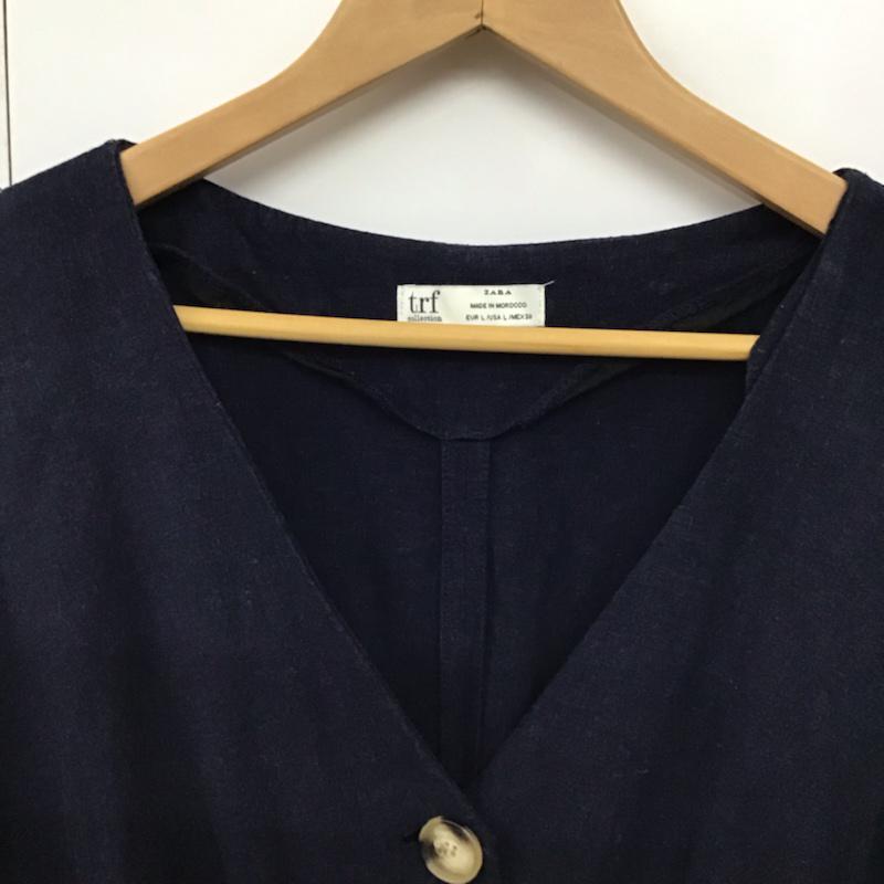 ザラティーアールエフ ZARA TRF シャツ、ブラウス 長袖 L 無地 紺 / ネイビー / レディース USED 古着 中古 10073113