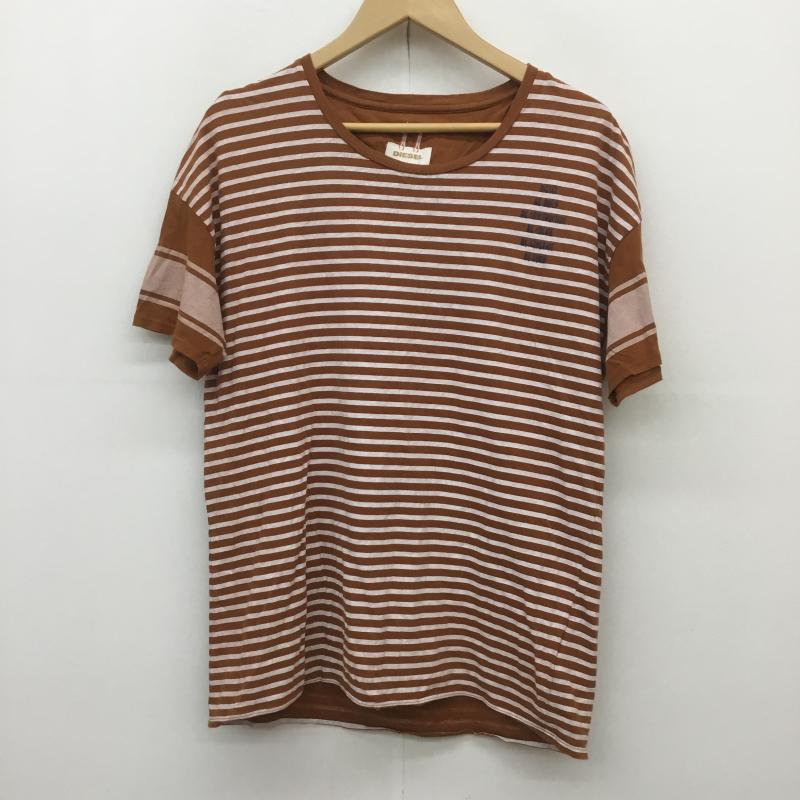 ディーゼル DIESEL Tシャツ 半袖 M ボーダー柄 茶 / ブラウン / レディース USED 古着 中古 10073211