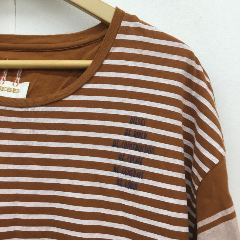 ディーゼル DIESEL Tシャツ 半袖 M ボーダー柄 茶 / ブラウン / レディース USED 古着 中古 10073211