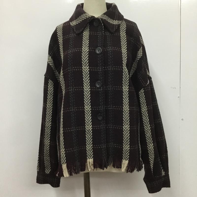 ジーナシス JEANASIS ジャケット、上着 ジャンパー、ブルゾン JS071286MC ツイードフリンジショートジャケット FREE チェック 紫 / パープル / X 白 / ホワイト / X 黒 / ブラック / X 灰 / グレー / X カーキ / カーキ / レディース USED 古着 中古 10073359