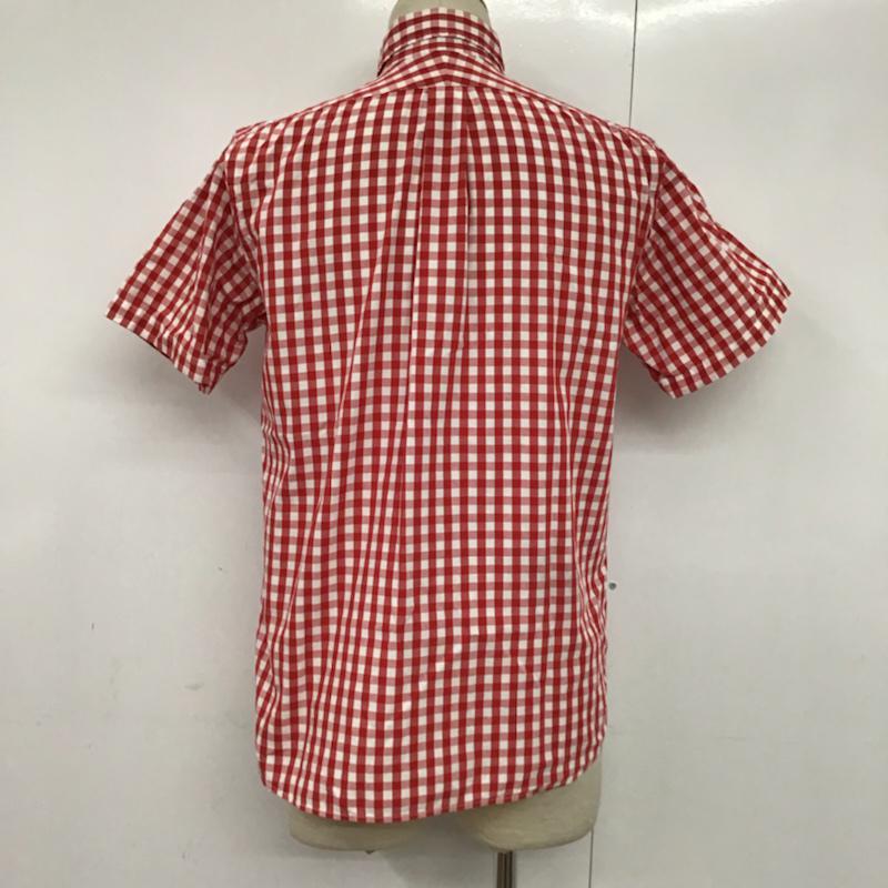 アベイシングエイプ A BATHING APE シャツ、ブラウス 半袖 1860-131-049 ボタンダウン 猿 ワッペン M チェック 赤 / レッド / X 白 / ホワイト / メンズ USED 古着 中古 10073667