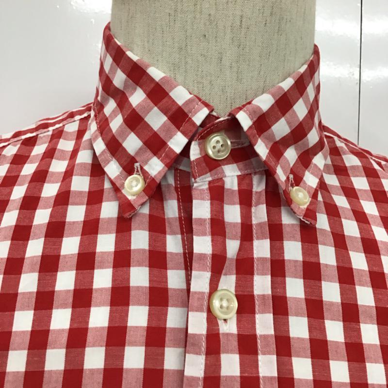 アベイシングエイプ A BATHING APE シャツ、ブラウス 半袖 1860-131-049 ボタンダウン 猿 ワッペン M チェック 赤 / レッド / X 白 / ホワイト / メンズ USED 古着 中古 10073667