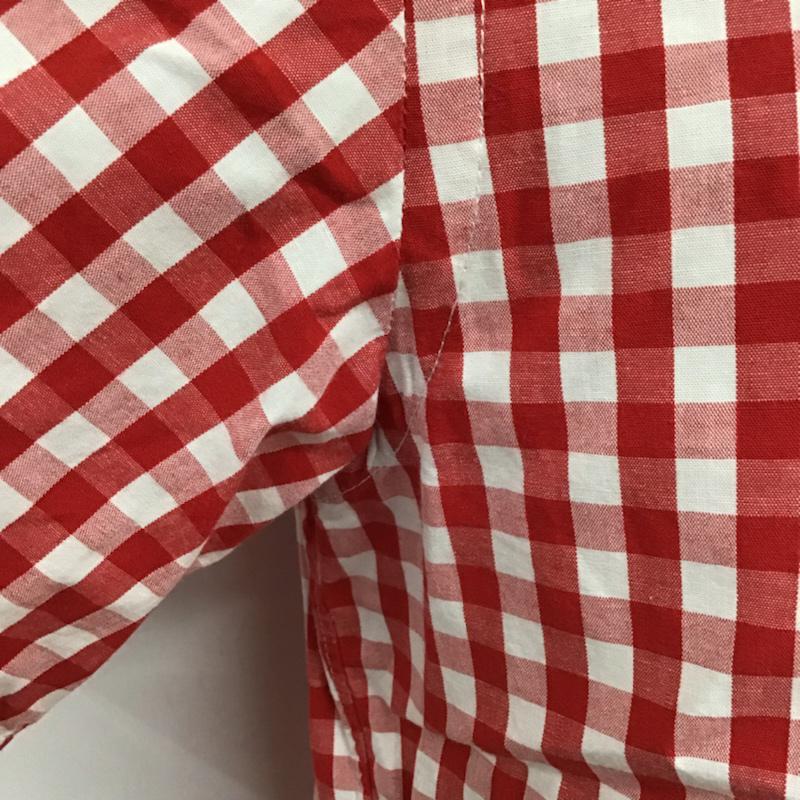アベイシングエイプ A BATHING APE シャツ、ブラウス 半袖 1860-131-049 ボタンダウン 猿 ワッペン M チェック 赤 / レッド / X 白 / ホワイト / メンズ USED 古着 中古 10073667
