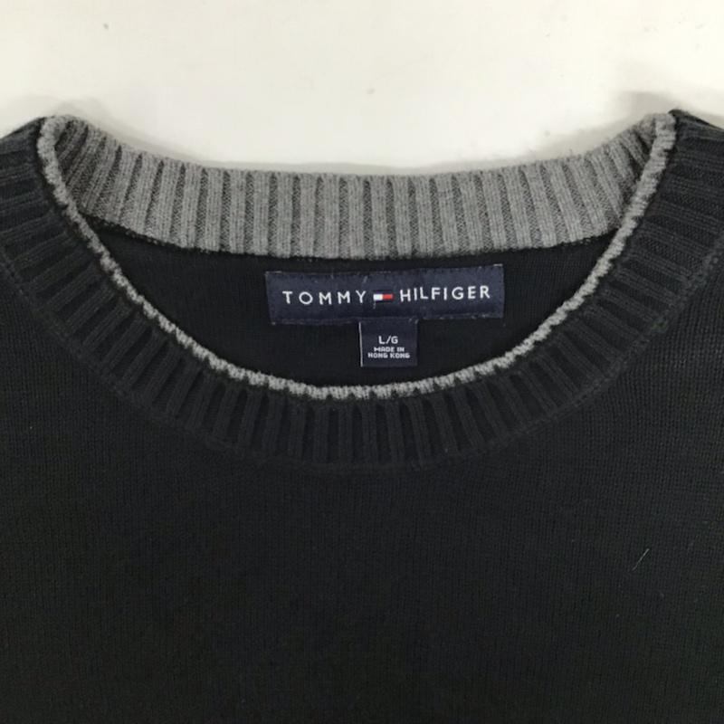 トミーヒルフィガー TOMMY HILFIGER ニット、セーター 長袖 L 無地 紺 / ネイビー / メンズ USED 古着 中古 10074201