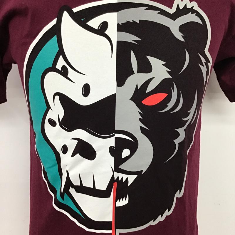 ミシカ MISHKA Tシャツ 半袖 S プリント えんじ / ワインレッド / メンズ USED 古着 中古 10074556
