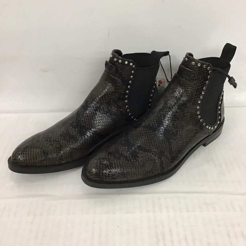 ザラ ZARA ブーツ ショートブーツ 7181 001 032 サイドゴア 23.5cm タグ付き 23.5cm ヘビ柄 黒 / ブラック / レディース USED 古着 中古 10074759