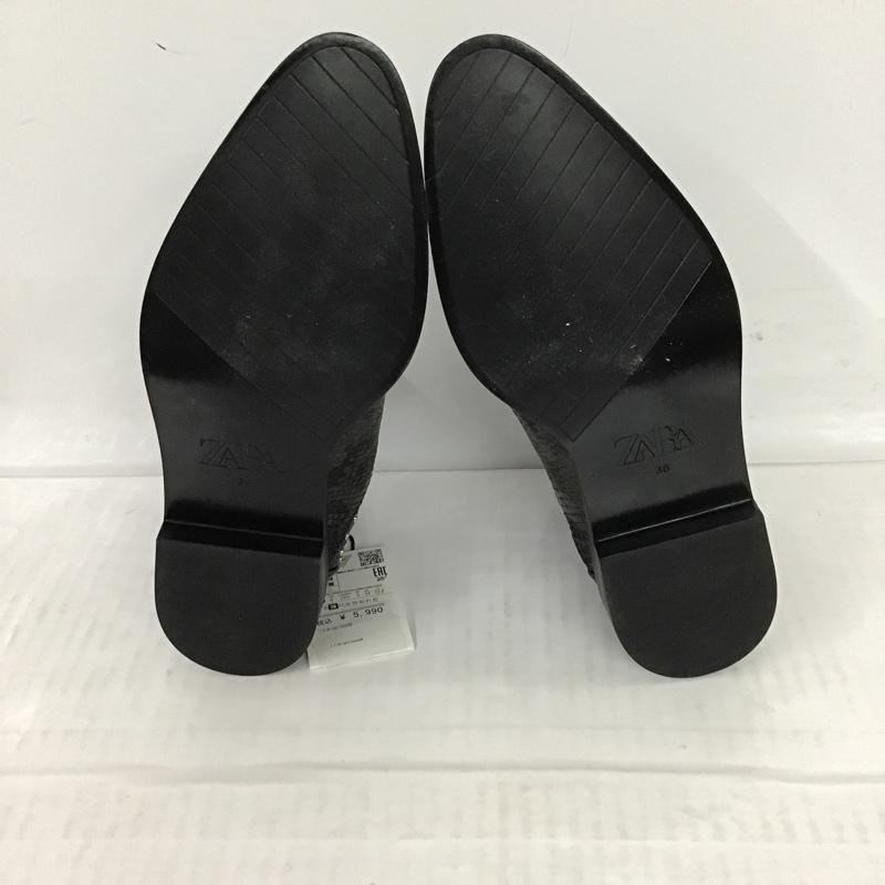 ザラ ZARA ブーツ ショートブーツ 7181 001 032 サイドゴア 23.5cm タグ付き 23.5cm ヘビ柄 黒 / ブラック / レディース USED 古着 中古 10074759