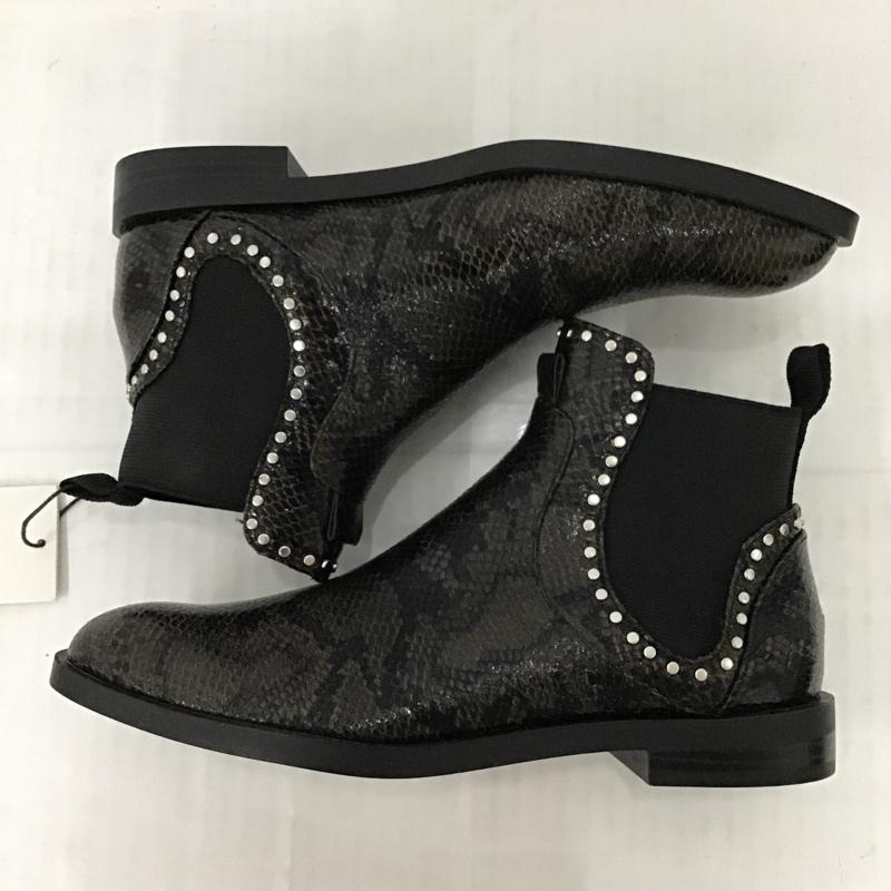 ザラ ZARA ブーツ ショートブーツ 7181 001 032 サイドゴア 23.5cm タグ付き 23.5cm ヘビ柄 黒 / ブラック / レディース USED 古着 中古 10074759