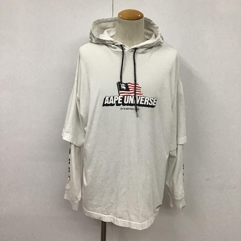 エーエイプバイアベイシングエイプ AAPE BY A BATHING APE パーカー 長袖 L プリント 白 / ホワイト / メンズ USED 古着 中古 10074768