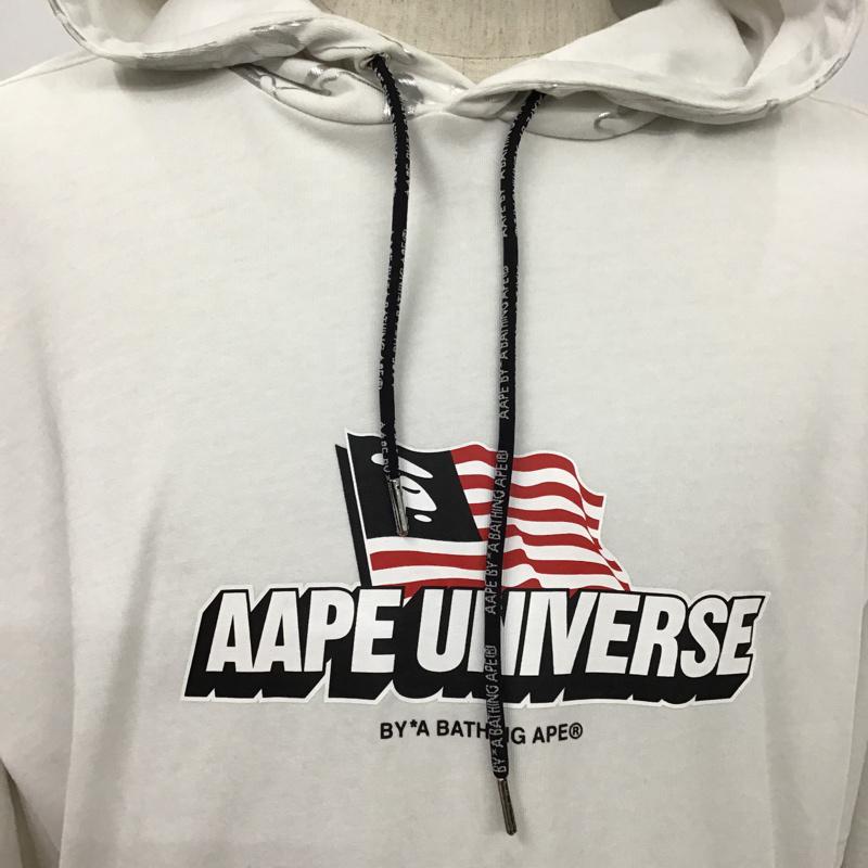 エーエイプバイアベイシングエイプ AAPE BY A BATHING APE パーカー 長袖 L プリント 白 / ホワイト / メンズ USED 古着 中古 10074768