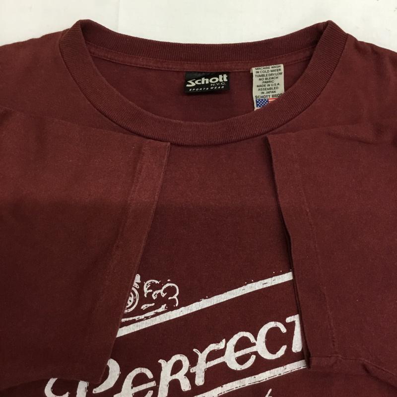 ショット schott Tシャツ 半袖 L プリント えんじ / ワインレッド / メンズ USED 古着 中古 10075068