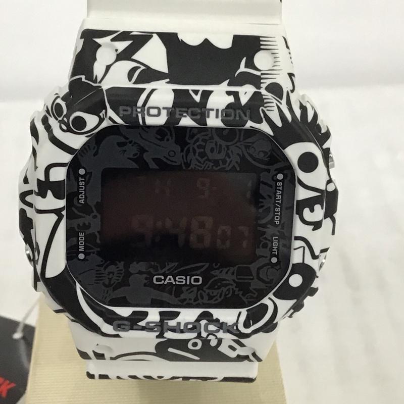 ジーショック G-SHOCK 腕時計 デジタル DW5600GU G-UNIVERSE 箱有 総柄 白 / ホワイト / X 黒 / ブラック / メンズ USED 古着 中古 10075421