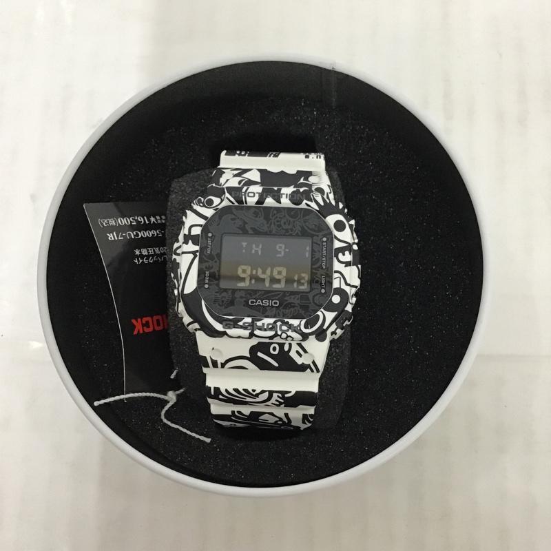 ジーショック G-SHOCK 腕時計 デジタル DW5600GU G-UNIVERSE 箱有 総柄 白 / ホワイト / X 黒 / ブラック / メンズ USED 古着 中古 10075421