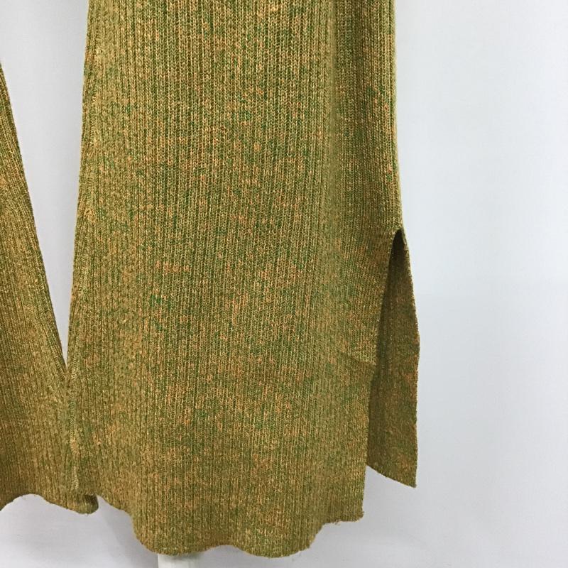 古着 USED ボトムス ボトムス リブ ニットパンツ 裾スリット FREE 橙 / オレンジ / X 緑 / グリーン / レディース USED 古着 中古 10075580