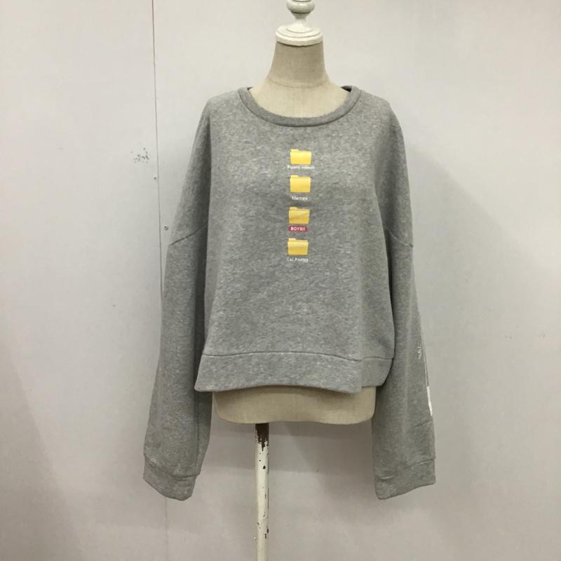 ザラ ZARA トレーナー 長袖 S プリント 灰 / グレー / レディース USED 古着 中古 10075621