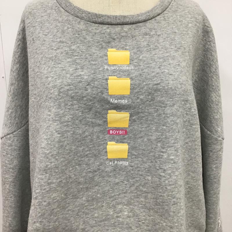 ザラ ZARA トレーナー 長袖 S プリント 灰 / グレー / レディース USED 古着 中古 10075621