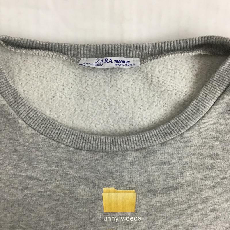 ザラ ZARA トレーナー 長袖 S プリント 灰 / グレー / レディース USED 古着 中古 10075621