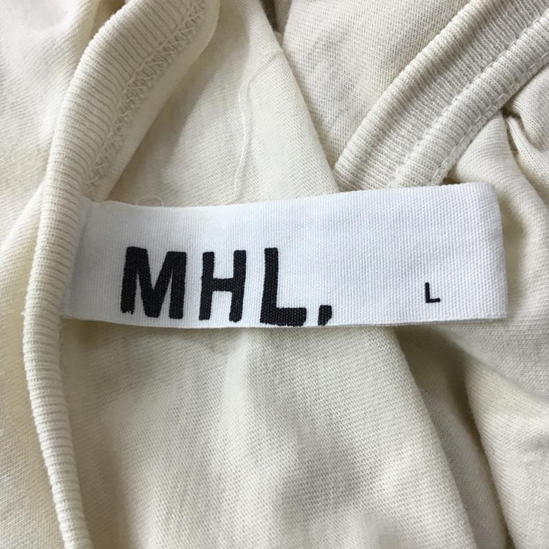 エムエイチエル MHL. Tシャツ 半袖 579-166279 胸ポケット L ロゴ、文字 アイボリー / アイボリー / メンズ USED 古着 中古 10075968