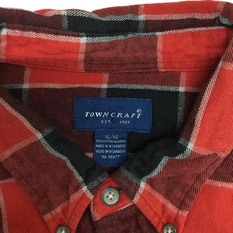 タウンクラフト TOWNCRAFT シャツ、ブラウス 長袖 ボタンダウン XL チェック 赤 / レッド / X 黒 / ブラック / X 白 / ホワイト / メンズ USED 古着 中古 10076302