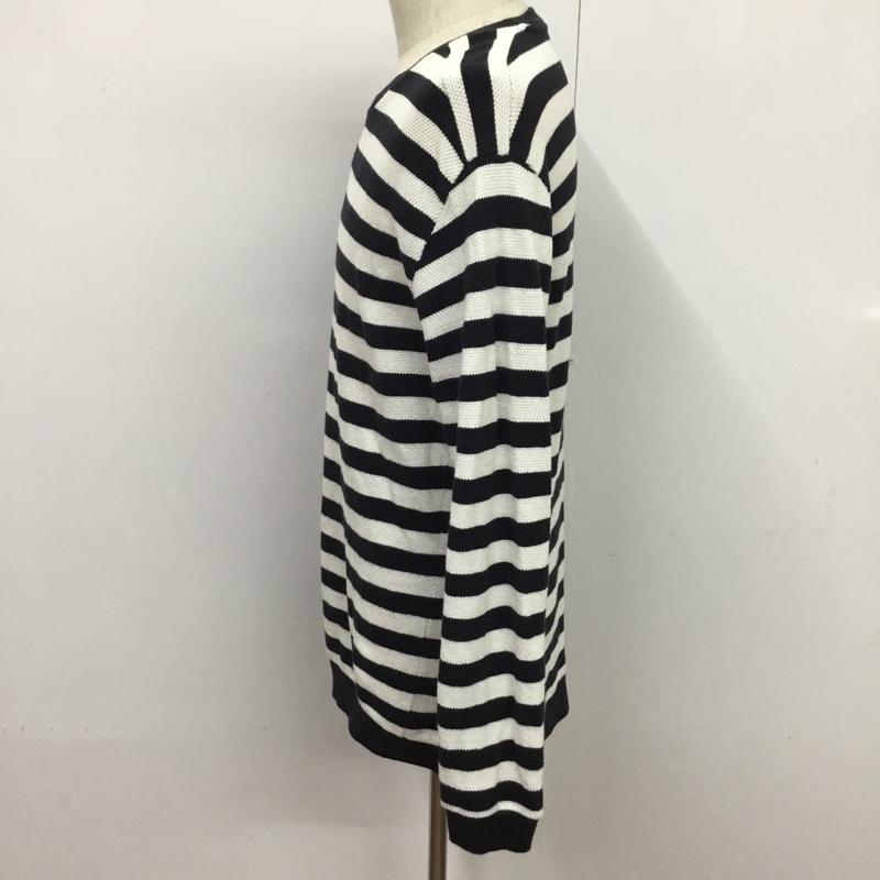ザラメン ZARA MAN カットソー 長袖 クルーネック L ボーダー柄 白 / ホワイト / X 紺 / ネイビー / メンズ USED 古着 中古 10076319