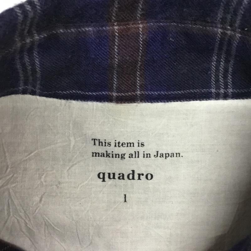 クオドロ quadro シャツ、ブラウス 長袖 胸ポケット 1 チェック 紺 / ネイビー / X 茶 / ブラウン / X 白 / ホワイト / メンズ USED 古着 中古 10076327