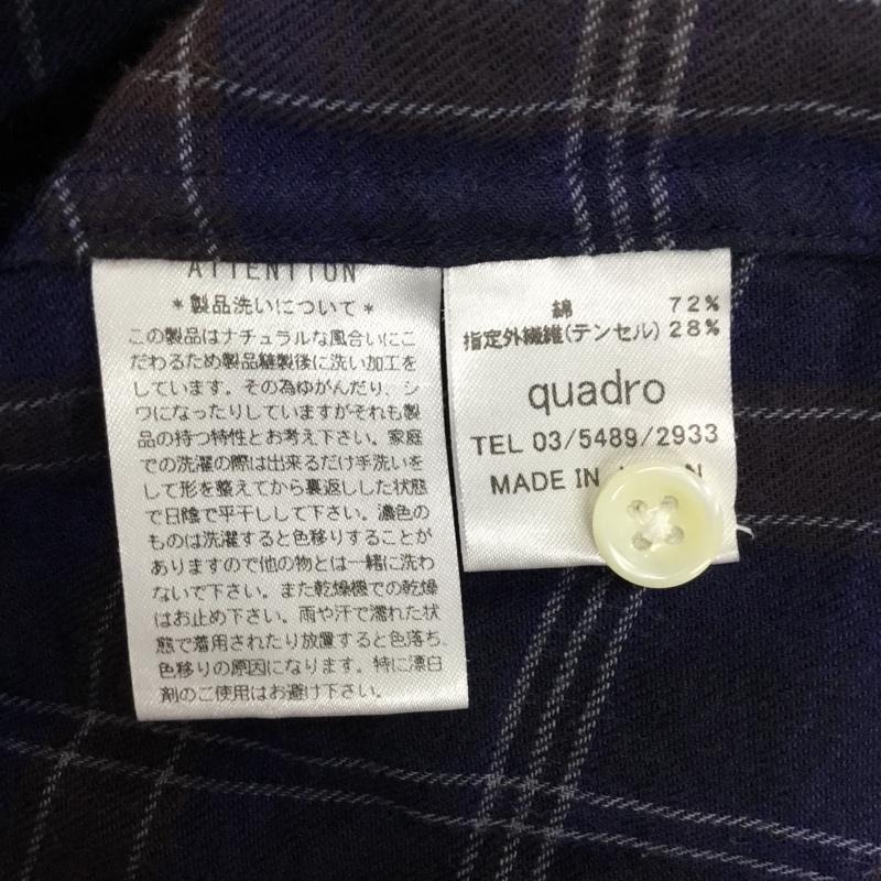 クオドロ quadro シャツ、ブラウス 長袖 胸ポケット 1 チェック 紺 / ネイビー / X 茶 / ブラウン / X 白 / ホワイト / メンズ USED 古着 中古 10076327